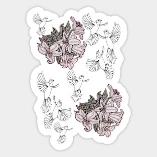 Birds In Flight & Lillies Sticker